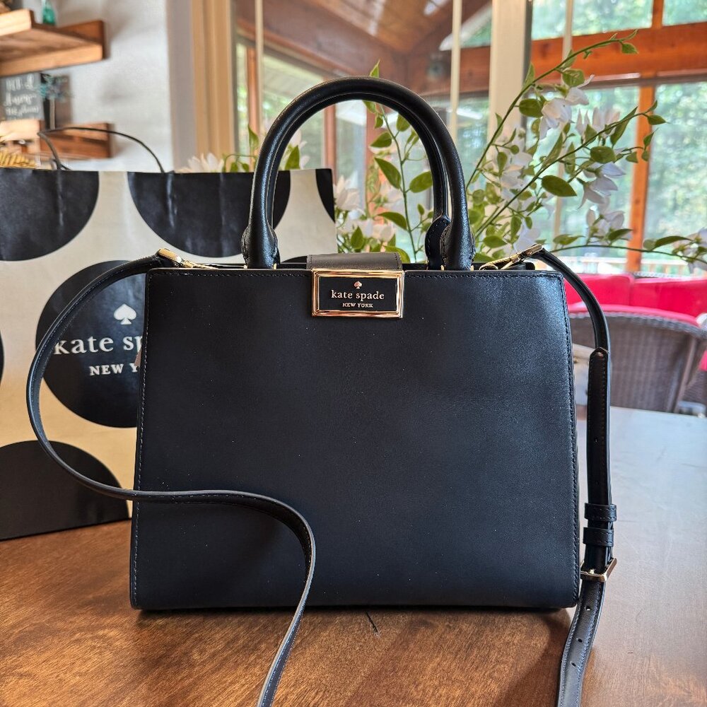 Kate Spade Reegan Top Handle Smooth Leather Satchel Crossbody Purse - KB707